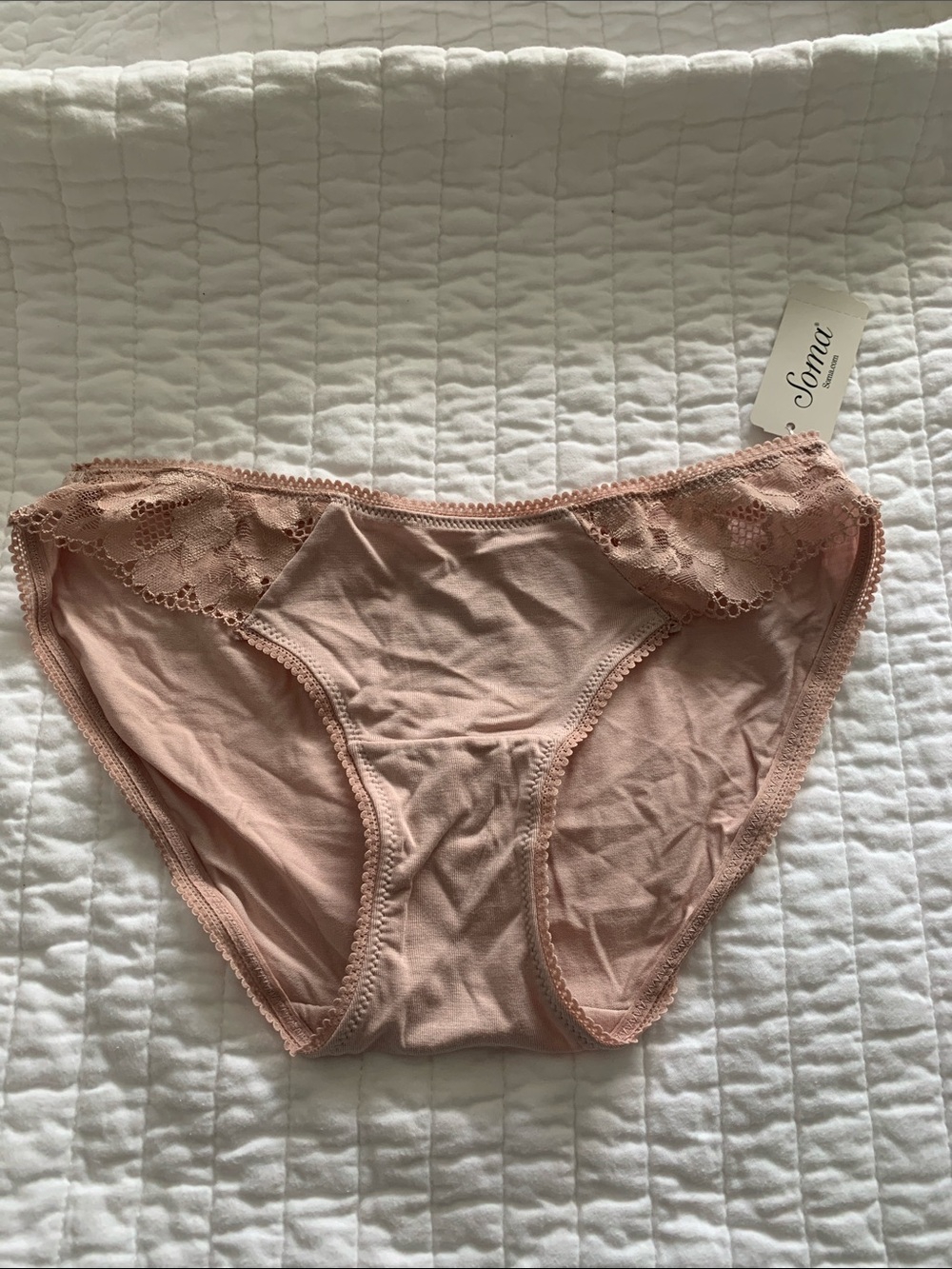 NWT Soma Lace-Trim Bikini Panty in Dusty Rose